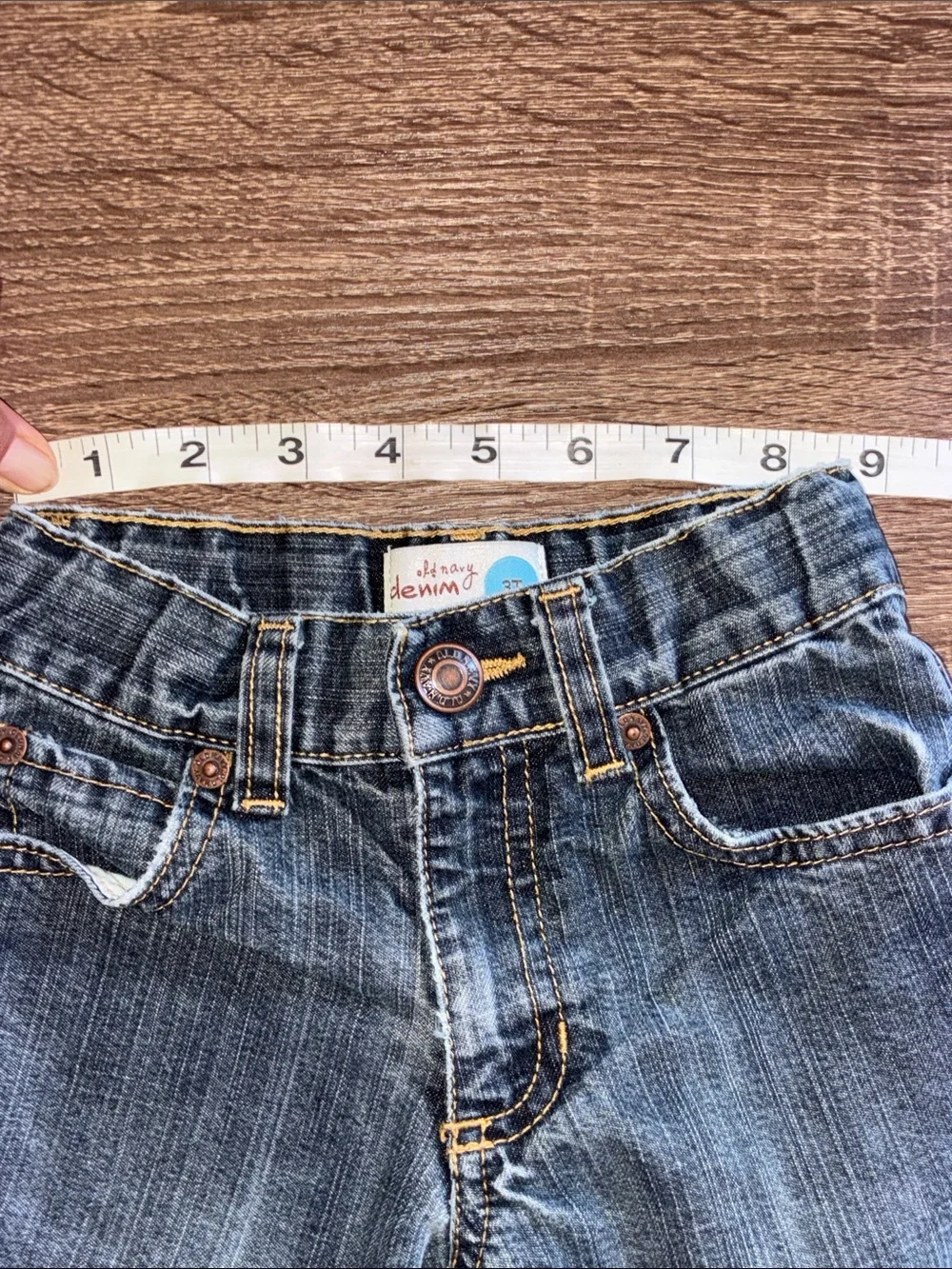 Pre Owned Old Navy Kids Dark Wash Distressed Jeans 3T